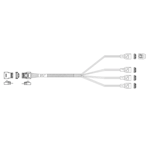 Кабель Amphenol RSL38-1277 Cable Slimline SASx4 (SFF8654) -to- 4 SATA (7pin) , 100 Ohm, (6G), 100CM
