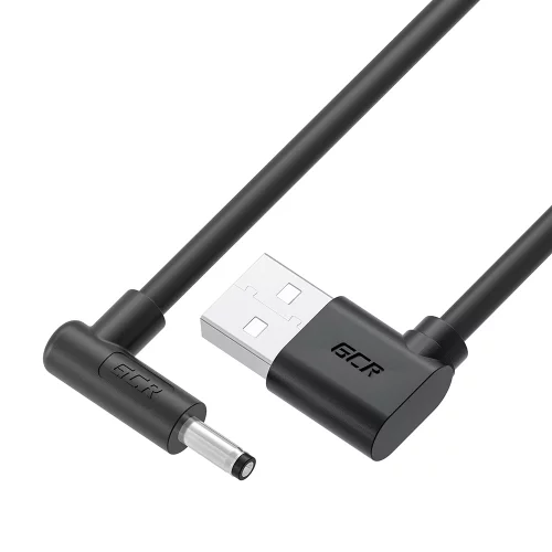GCR Кабель питания 2.0m USB AM левый угол / DC 3.5х1.35 mm угловой, черный, GCR-56039