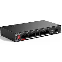 *Коммутатор Dahua DH-SF1009P, 9-портовый неуправляемый коммутатор с РоЕ, 8xRJ45 100Mb PoE, 1xRJ45 100Mb uplink, суммарно 96Вт, коммутация 1.8 Гбит/ с, MAC-таблица 2K, металл