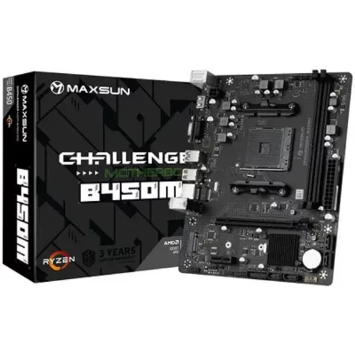 MAXSUN MS-Challenger B450M (Socket AM4, mATX, 2*DDR4, VGA+HDMI, 4*SATA3, 1*M.2, 1*PCIEx16/ 1*PCIEx1, 2*USB2.0, 2*USB 3.2 Gen1, LAN 1*1G, RTL)