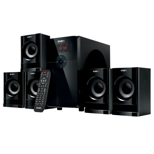 SVEN HT-201 5.1 колонки чёрные (5x12W, 1x20W, Bluetooth, ПДУ, LED-дисплей, FM-радио, USB-flash, SD-card) (SV-015770)