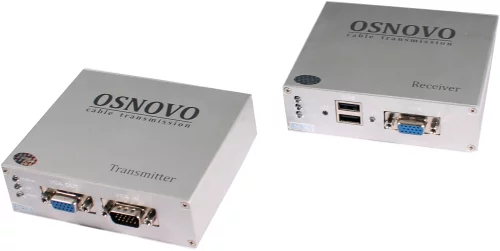 Передача VGA+USB(клавиатура, мышь) по кабелю витой пары OSNOVO TA-VKM/7+RA-VKM/7 Комплект ( приемник + передатчик) для передачи VGA, Клавиатура, 