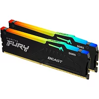 Память оперативная/ Kingston 32GB 5200MT/s DDR5 CL40 DIMM (Kit of 2) FURY Beast RGB XMP (KF552C40BBAK2-32)