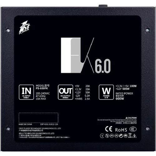 1STPLAYER Блок питания FK 600W / ATX 2.4, APFC, 120mm fan / PS-600FK фото 2