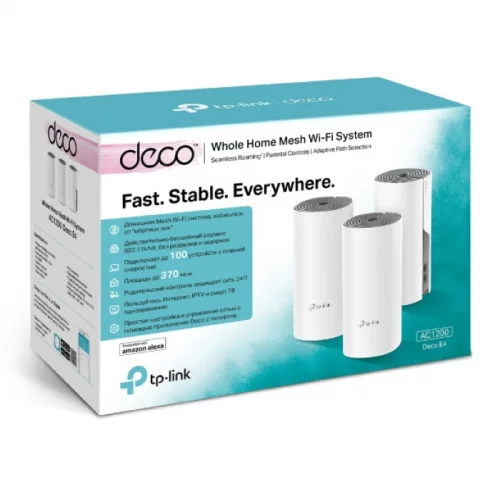 Точка доступа Tp-link Deco E4 AC1200 Mesh Wi-Fi System, 2x 10/ 100Mb/ s Ports, 2x internal antennas (DECO E4(3-PACK)) фото 2