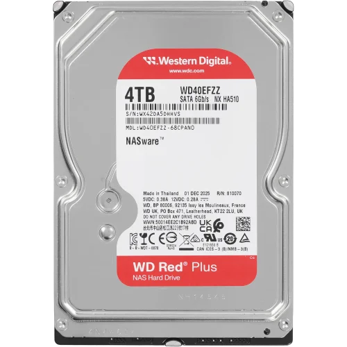 Жесткий диск/ HDD WD SATA3 4Tb NAS Red Plus 5400 128Mb 1 year warranty (WD40EFZZ)