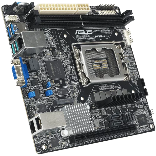 материнская плата ASUS P13R-I Mini-ITX, 1x Socket 1700 Xeon E, C262, 2x DDR5 DIMM 4800MhZ, 6 x SATA3, 1 x PCI-E x16, 1 x M.2 M-Key 2280, 2 x 1GbE, ASMB11 (90SB0CR0-M0UAY1)