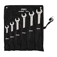 Набор комбинированных ключей с трещоткой 6 шт Deli DL140106T (размеры 19,22,24,27,30,32мм, сталь 40Cr, трещотка 50BV30 72 зуба, чехол из ткани Оксфорд)