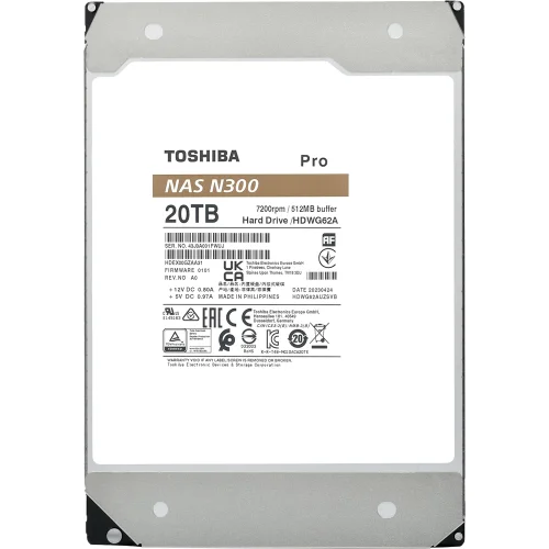 Жесткий диск/ HDD Toshiba N300 NAS PRO SATA3 3.5 20TB 7200 512Mb 6Gb/ s 1 year warranty (HDWG62AXZSTB)