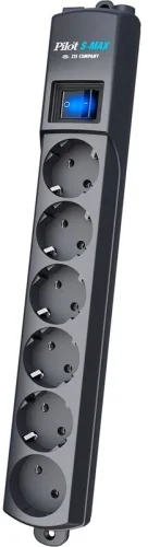 Сетевой фильтр Pilot S-MAX 10м (6 розеток) серый (коробка) (109) (109#!!!)