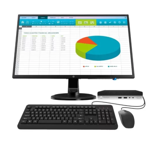 Комплект ПК с монитором HP Bundles ProDesk 400 G5 DM/ Core i5 9500T/ 8GB/ 256GB SSD/ no ODD/ BT/ WiFi/ HDMI/ Win 10 Pro + Monitor HP N246v 23.8 FHD (261X3ES#ACB)