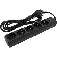 Exegate EX279357RUS Удлинитель ExeGate EC-5-3B (5 розеток, 3м, евровилка, черный)