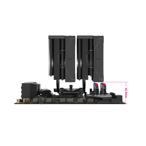 Кулер для процессора/ CPU Cooler SAMA A60B (265W, 4-pin PWM, 156.5mm, 6x6mm, 2x120mm, 78CFM, 29dBA, 2200RPM, S: 1851/1700/1200/115X, AM5/AM4, black) (A60-BKWNNXOX-G) фото 3