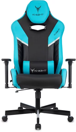 Кресло игровое Knight Thunder 5X черный/ голубой экокожа крестов. металл (KNIGHT THUNDER 5X BL) фото 2