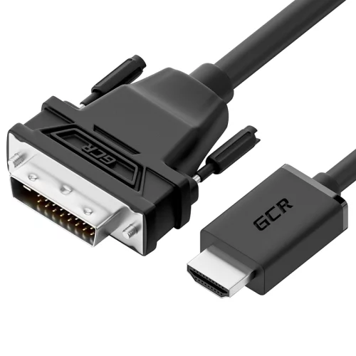 GCR Кабель 2.0m HDMI-DVI, 19M / 25M Dual Link, черный, 30 AWG, двойной экран. GCR-55521