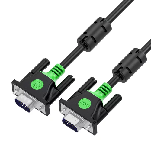 GCR Кабель PROF SVGA 10.0m чёрный, позолоченные контакты, ферритовые кольца, OD8.0mm, 15M / 15M, 28/ 28 AWG, двойной экран (GCR-51861)