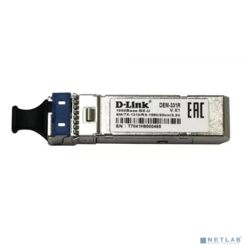 Трансивер/ 331R/40KM WDM SFP Transceiver, 1000Base-BX-U, Simplex LC, TX: 1310nm, RX: 1550nm, Single-mode, 40KM (331R/40KM/B1A)