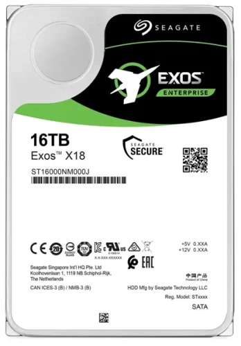Seagate Exos X18 HDD 3.5 SATA 16Tb, 7200 rpm, 256Mb buffer, 512e/ 4kn, CMR, ST16000NM000J, 1 year (Восстановленные) (ST16000NM000J.)