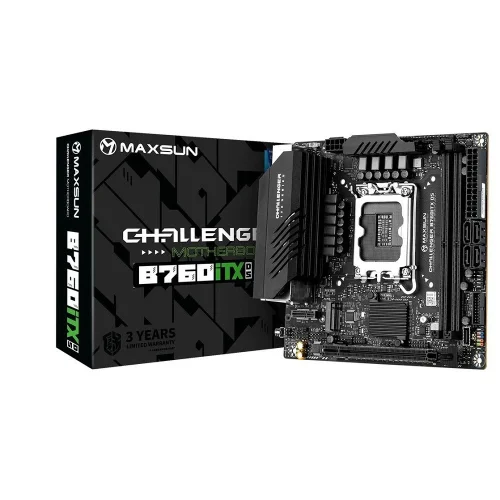 Материнская плата MAXSUN MS-Challenger B760ITX D5, LGA1700, B760, 2*DDR5, 4*SATA3, 2*M.2, 2*USB 3.2, 4*USB 2.0, 1*PCIEx16, 2*HDMI+2*DP, mITX