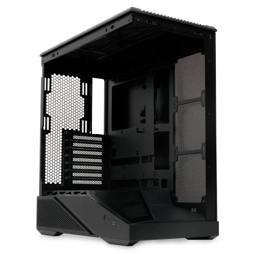 Корпус без блока питания/ Case HSPD F711, Panoramic Full Tower, Black, TG, 0.7 SPCC, no fans ATX, mATX, mITX 190/ 420/ 280mm 2x2.5, 2x3.5, 7xPCI 1xUSB-A 3.0, 1xUSB-C 445x235x475mm (F711-TGBK) фото 7