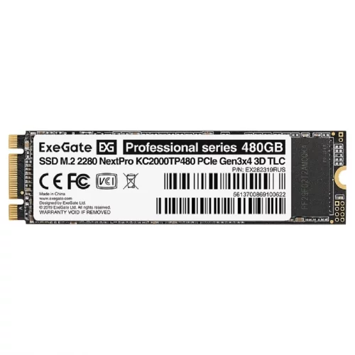 ExeGate SSD M.2 480GB ExeGate NextPro KC2000TP480 (PCIe Gen3x4, NVMe, 22x80mm, 3D TLC) [EX282319RUS] фото 2