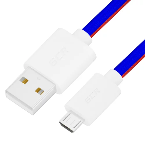 GCR Кабель 1.0m MicroUSB, быстрая зарядка, ТРИКОЛОР Россия, белый ПВХ, 28/24 AWG (GCR-54977)