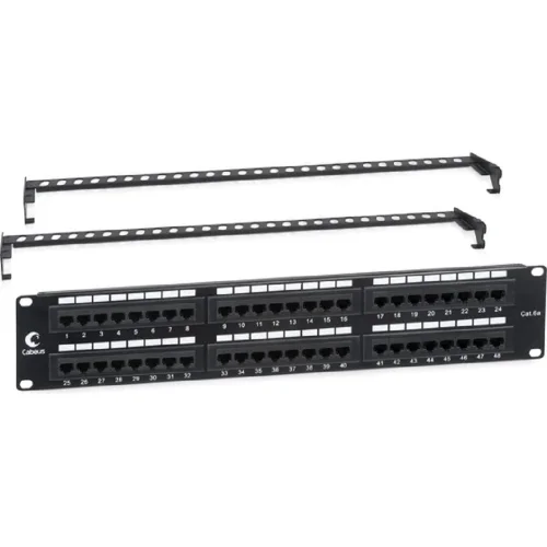 Cabeus PL-48-Cat.6a-Dual IDC Патч-панель 19 (2U), 48 портов RJ-45, категория 6a, Dual IDC, с задним кабельным организатором