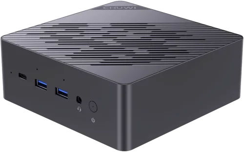 Chuwi AuBox AMD Ryzen AI 9 365(2Ghz)/ 32768Mb/ 1024PCISSDGb/ Int:Intel UHD Graphics/ BT/ WiFi/ war 1y/ 0.74kg/ Gold+Black/ Win11Pro + Aluminum+plastic/ RAM slot*2/ bracket/ USB2.0*1/ USB3.2*2/ USB3.0*1/ Type-C*2/ HD (CWI603AIP)