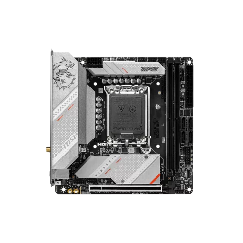 Материнская плата/ MB MSI INTEL B760 s1700, 2xDDR5(128GB), HDMI 2.1/DP, 1xPCIe 5.0x16, 1xLAN (2.5GbE), Wi-Fi, BT, 4xSATA 6Gb/s, 2xM.2, 1xUSB-C, 5xUSB 3.2, 2xUSB 2.0, mini ITX (MPG B760I EDGE WIFI)