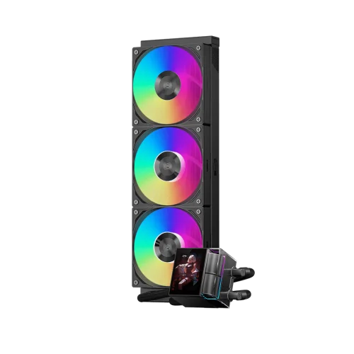 Система охлаждения/ Water Cooling System PCCooler DS360 ARGB Display BK (310W, 360mm, LED, Black, ARGB/ Fans: 3x120mm, 90.56CFM, 39.8dBA, 2500RPM/ Pump height 65mm, 15dBA, 2600RPM, Rad thickness 27mm/