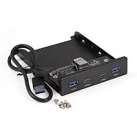 Exegate EX297553RUS Планка USB на переднюю панель ExeGate U3H-622, 3,5", 2*TypeA +2*TypeC (USB 3.2 Gen2 (SuperSpeed USB 10Gbps), черная, металл, подсоединение к мат. плате)