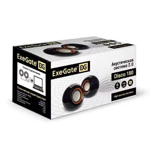 Exegate EX287053RUS Акустическая система 2.0 ExeGate Disco 180 (питание USB, 2х3Вт (6Вт RMS), 100-20000Гц, черный) фото 2
