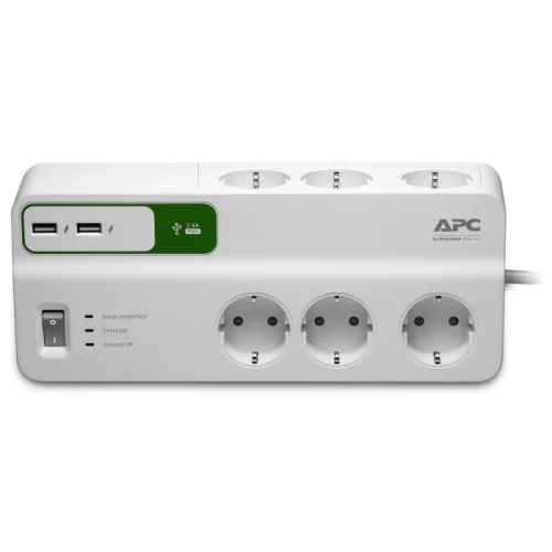 Сетевой фильтр APC Essential SurgeArrest, 6 розеток, 2x USB, 5 В, 2,4 А, 230 В (PM6U-RS) фото 2
