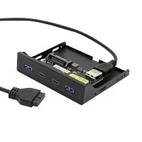 ORIENT C092, Планка портов 3.5" на переднюю панель 2xUSB Type-C + 2xUSB 3.0 (USB3.2 Gen1), 20Pin кабель 50см, металл, oem (31348)