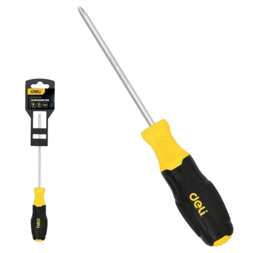 Крестовая отвертка Deli DL633075N PH0x75мм сталь Cr-V, двухкомпонентная прорезиненная рукоять