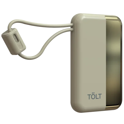Портативный аккумулятор TOLT Lit KC16, 10000mAh, 22,5W, fast charging and PD, beige, CCC/ Powerbank TOLT Lit KC16, 10000mAh, 22,5W, fast charging and PD, beige, CCC (KC16#OCS)