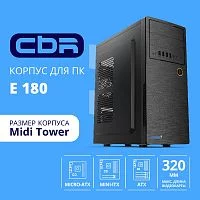 CBR Корпус ATX Miditower E180, c БП ATX450-12EC (450W/120mm), 2*USB 2.0, HD Audio+Mic, Black [PCC-ATX-E180-USB22-450W]