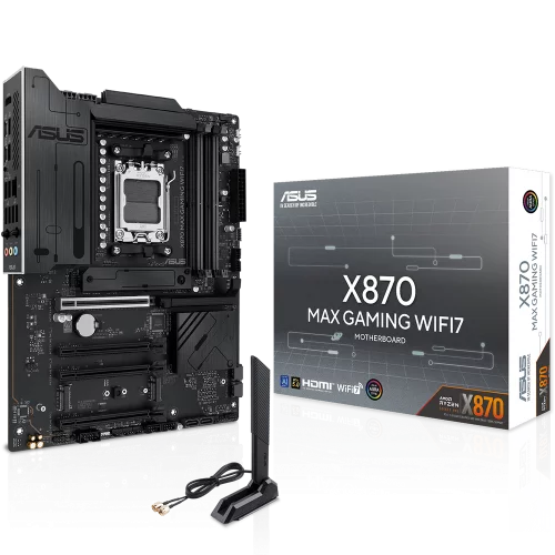 Материнская плата ASUS X870 MAX GAMING WIFI7, AM5, X870, 4*DDR5, 4*SATA, 3*M.2, 4*USB 3.2, 4*USB 2.0, 2*Type-C, 5*PCIx16, HDMI, ATX (90MB1LY0-M0EAY0)