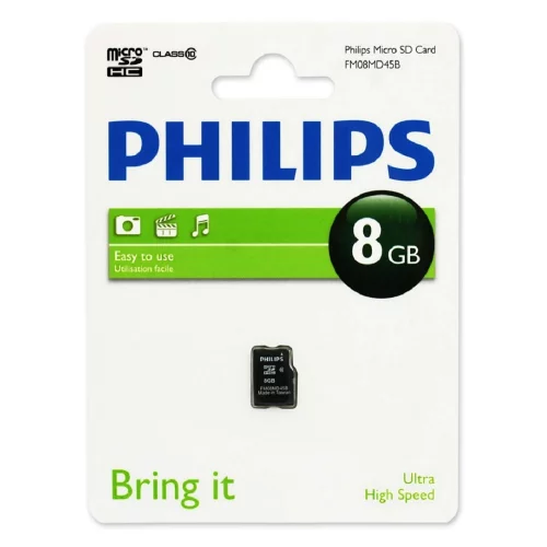 Micro SecureDigital 8GB PHILIPS microSDHC Class 10 (FM08MD45B/97)