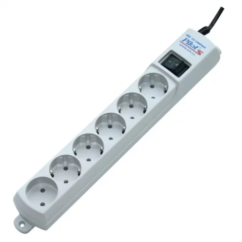 Сетевой фильтр Pilot S 6 розеток 3 м (PILOT S3M) (PILOT S3M) Сетевой фильтр Pilot S 6 розеток (5 евро + 1 б/зазем.) 3 м/ Surge protector ZIS Pilot S 3m, 6 outlets (5+1), white (PILOT S3M)