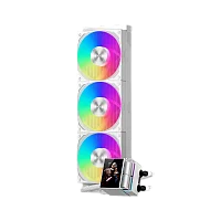 Система охлаждения/ Water Cooling System PCCooler DS360 ARGB Display WH (310W, 360mm, LED, White, ARGB/ Fans: 3x120mm, 90.56CFM, 39.8dBA, 2500RPM/ Pump height 65mm, 15dBA, 2600RPM, Rad thickness 27mm/