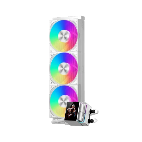 Система охлаждения/ Water Cooling System PCCooler DS360 ARGB Display WH (310W, 360mm, LED, White, ARGB/ Fans: 3x120mm, 90.56CFM, 39.8dBA, 2500RPM/ Pump height 65mm, 15dBA, 2600RPM, Rad thickness 27mm/