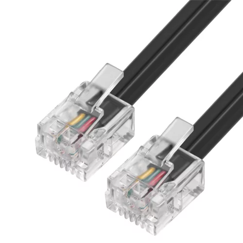 GCR Телефонный шнур удлинитель для аппарата 0.25m 6P4C (джек 6p4c - jack 6p4c) черный, GCR-53351