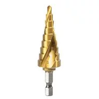 Оснастка Deli Сверло ступенчатое по металлу DH-JTZ020-E2 (4-20мм, HSS M2, спиральная канавка, шестигранный хвостовик)