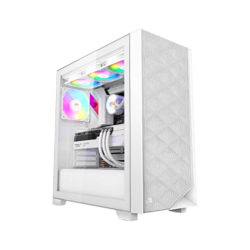 Корпус без блока питания/ Case PCCooler C3D510 WH ARGB, Midi-Tower, TG, Mesh, 3x120mm ARGB, 2xUSB-A 3.0, E-ATX, ATX, mATX, mITX White фото 4