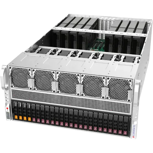 Платформа для сервера/ Supermicro GPU SuperServer AS-5126GS-TNRT 5U (2x Socket SP5 up 500W, 24x DDR5 6400, 2x 2.5 SAS/SATA3 + 4x NVMe 2.5 Hot-Swap, 9x PCI-E x16 (up to 8x GPU), 2x 10GbE, 6x2700W, IP
