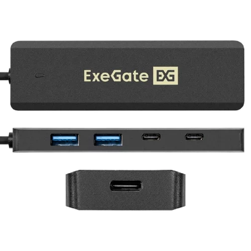 Exegate EX298176RUS USB-Хаб (концентратор) 4-в-1 ExeGate DUB-2C2P/5G (кабель-адаптер USB 3.2 Gen1 Type C --] 2xUSB3.2 Gen1 Type-A (5G)/2xUSB3.2 Gen1 Type-C (5G), SuperSpeed USB 5Gbps, Plug&Play, черны фото 2