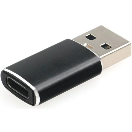 Переходник USB3.1 Cablexpert AM/ Type-C(F), 5Гбит/ с, QC3.0, метал.корпус, Pro, черный, (A-USB3.1-AMCF)