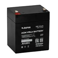 БАСТИОН RAPAN SB 12045 АКБ свинцово-кислотная тип AGM 12V 4,5Ач I зар.1,35А, ножевые клеммы (9162) (9162 RAPAN SB 12045)