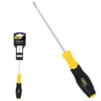 Шлицевая отвертка Deli DL6362001N 6х200мм сталь Cr-V, двухкомпонентная прорезиненная рукоять